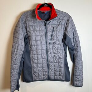J Lindeberg Mens Quilted Golf Jacket Full Zip Gray Red Collar Size M